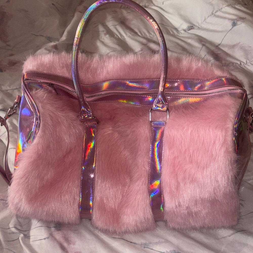Dolls Kill Pink Faux Fur Travel Bag - Picture 2 of 5